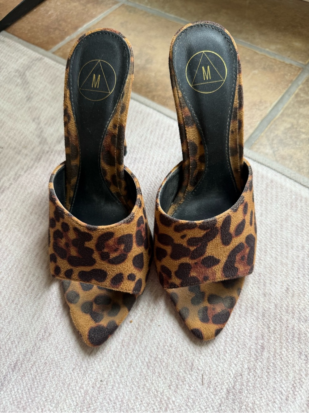 Madden Girl Leopard-Print Pointed Slide Mules - Brown/Black